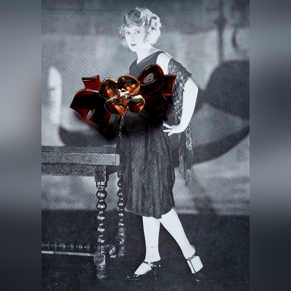 Vintage Barrette Bobby Pin Clip Paris Brown Gold Lucite Bow 1990s 🇫🇷 🎀🎀🎀 - Picture 3 of 8